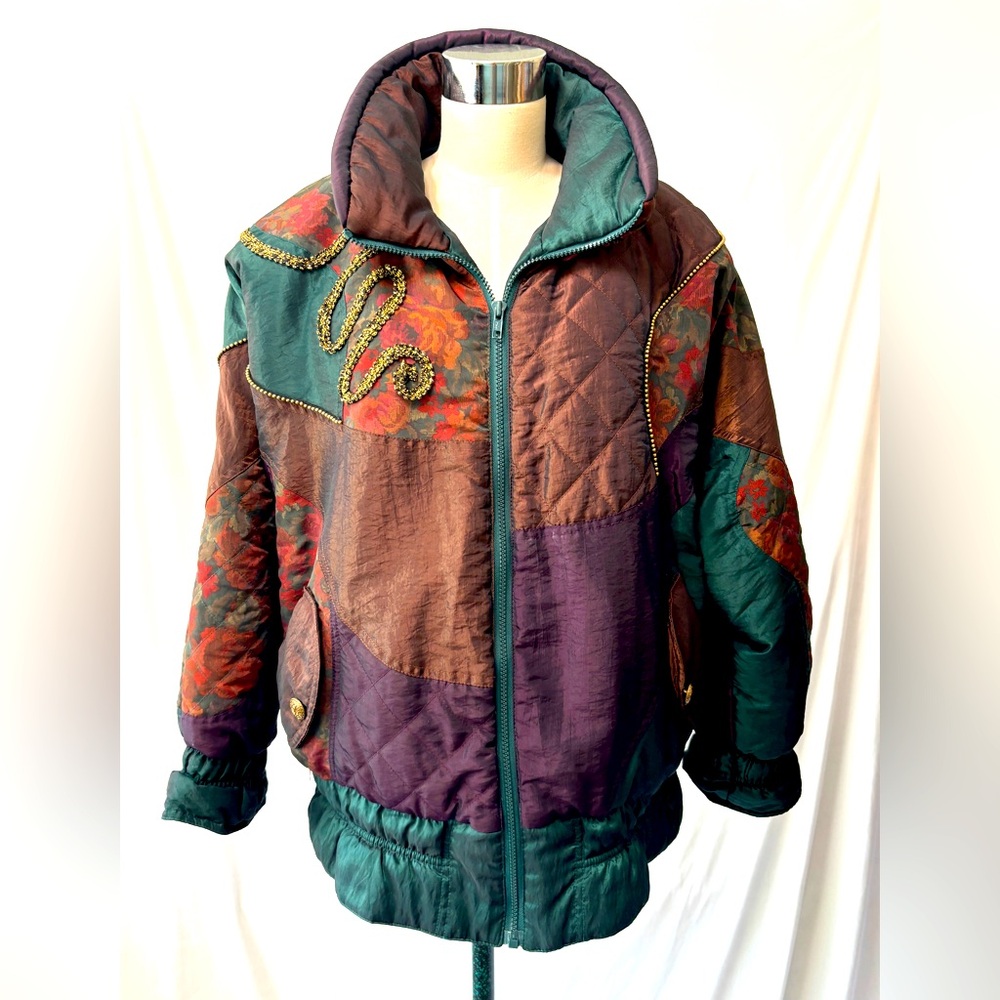 INNOVATIONS‎ By Izzy Vintage Mixed Media Floral Puffer Jacket